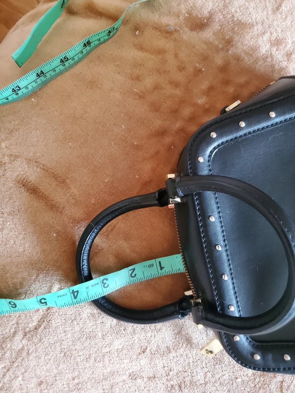 kate spade Black Studded Satchel with Gold Hardware